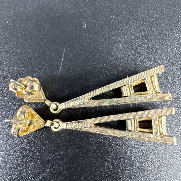 Vtg AVON 4 Pcs Set Purple Rhinestone Gold Tone Bracelet Necklace Earrings Ring - Picture 11 of 16